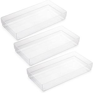 LotFancy Clear Plastic Drawer Organizer, 12 x 6 x 2, Set of 3 Drawer Storage Containers Bins for Dresser Cosmetics Makeup, Stackable LotFancy Clear Plastic Drawer Organizer, 12 x 6 x 2, Set of 3 Drawer Storage Containers Bins for Dresser Cosmetics Makeup, Stackable