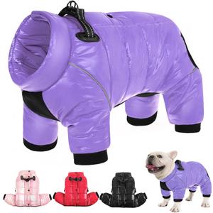 AOFITEE Dog Coat, Waterproof Dog Jacket for Winter, Warm Fullbody Dogs Snowsuit, Winter Coat for Small Dogs, Zip Up Pet Puffer Jacket Fleece Vest, Outdoor Reflective Cold Weather Pet Coats, S (Light Purple)