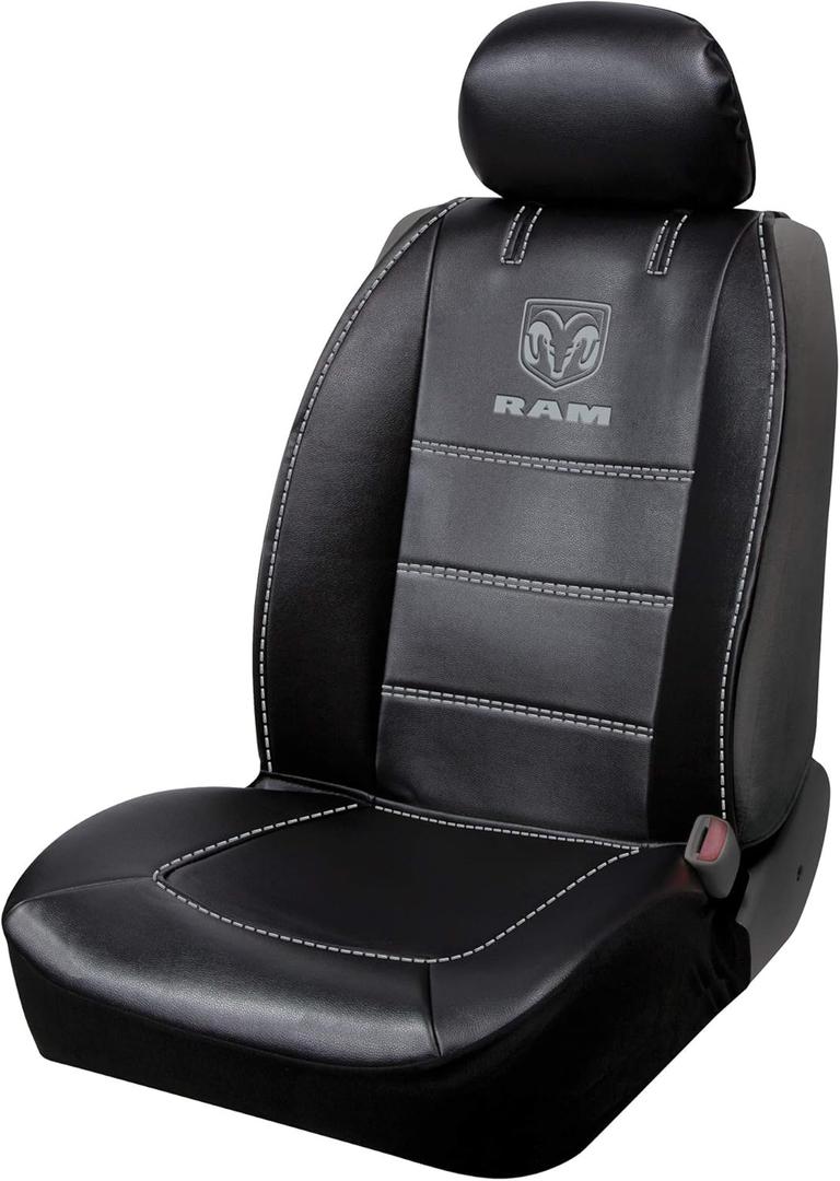 PLASTICOLOR 008628R25 RAM 3-Piece Deluxe Sideless Seat Cover - Gray Logo - 1 Ea, Black