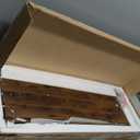 HOMEFORT 10-Tier Vertical Shoe Rack, Corner Shoe Tower, Slim Shoe Organizer with Two Hanging Hooks, Wooden Shoe Storage Stand for Entryway, Hallway, Closet, Rustic Brown (11.02"D x 11.02"W x 62.2"H)