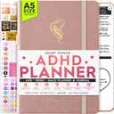 Self Care Journal & ADHD Planner for Adults - 5 Minute Journal, A 90 Days Planner, Creating Your Dream Life, Increase Productivity & Happiness, Vision Board, Guided & Gratitude Journal - Undated (Rose Gold Woman)