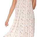 AVIIER Cotton Nightgowns for Women Sleeveless House Dress Ladies Long Nightdress with Pockets (White, L)