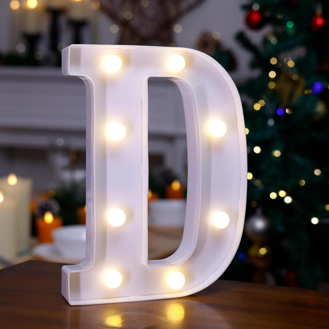 DyingSwan Small Led Marquee Letters, Light Up Letters, 8.58 Inch Led Letter Lights, Battery Powered Lighted Sign for Table, Party, Birthday, Christmas Decor (Letter D)