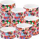 Threehoney 60 Pcs Around The World Party Favors International World Country Flags Wristbands Silicone Bracelets American Flags Wristband Sport Event Party Favor for School Office Supplies