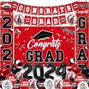 NUTTYBASH Graduation Decorations Class of 2024, Red Graduation Party Decorations Set Includes Congrats Grad Backdrop Banner, 2024 Foil Balloons and Latex Balloons, Graduation Party Supplies