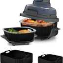 Upgraded Air Fryer Silicone Liners for Ninja Crispi FN101GY/FN101SG/FN101ST,Non-Stick Reusable Ninja Glass Air Fryer Accessories,Big Liner for 4 QT Container & Small Liner for 6 Cup Container, Black