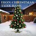 Heavy Duty Cast Iron Christmas Tree Stand, Large Vintage Metal Base for Real/Artificial Trees, Holds Up to 4ft Mini Trees with 1.77" Max Trunks, Pinecone-Designed Tree Holder for Holiday Village Display