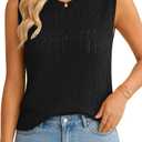 QUALFORT Sleeveless Tank Tops for Women, Crochet Summer Sweater Vest, Hollow Out Knit Casual Shirts, Beach Vacation Outfits (Black, XL)