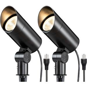 SUNVIE 30W Spot Lights Outdoor LED Spotlight 120V 3000LM Ultra Bright Flag Pole Light with Metal Stake, Warm White Flood Light Landscape Lighting for Yard Flag Tree Garden, 6 FT Cord with Plug, 2 Pack