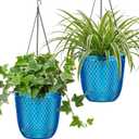 QCQHDU Hanging Planters for Indoor Plants, 2-Pack 7.2 Inch Self Watering Hanging Pots, Plastic Plant Hanger with Drainage Holes and 3 Hooks Chains for Garden Home (Klein Blue)