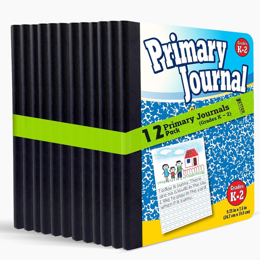 Better Office Products Primary Journal, Hardcover, Primary Composition Book Notebook - Grades K-2, 100 Sheet, One Subject, primary composition notebook with picture space