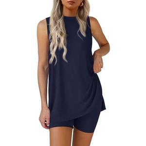PRETTYGARDEN 2 Piece Sets for Women 2026 Summer Matching Lounge Shorts Set Resort Airport Travel Loungewear Outfits Clothing Medium
