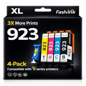 923 Ink Cartridges for HP Printers Compatible with HP 923 Ink Works with HP OfficeJet Pro 8130e 8125e 8120e 8135e 8138e 8139e Printers, 923 Ink Without Chip 4-Pack (Black Cyan Magenta Yellow)