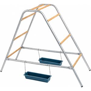 Chicken Perch & Roosting Ladder with 2 Feeders, Metal Chicken Coop Playground