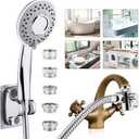 Sink Hose Shower Sprayer Attachment  Faucet Extension w/ 5 Adapters For Bathroom Bathtub, Kitchen Faucet, Utility Laundry Tub, Garden Hose Thread Spout For Delta, Moen, Kohler, American Standard