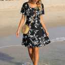 FZ FANTASTIC ZONE Women's Casual Summer T Shirt Swing Dresses with Pockets | Short Sleeve, Loose, Crew Neck, Solid or Floral, A-Line Mini Dress, 2026 Boho Flowy Sundress, Beach Vacation Tshirt Dress (Black, S)