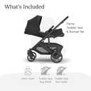 UPPAbaby Cruz V3 Stroller - from Birth + Car Seat Compatible - Full-Size, Reversible Seat - Infant Insert, Bug and Rain Shields Included - Jake (Charcoal/Carbon Frame/Black Leather) MFD 04/2025