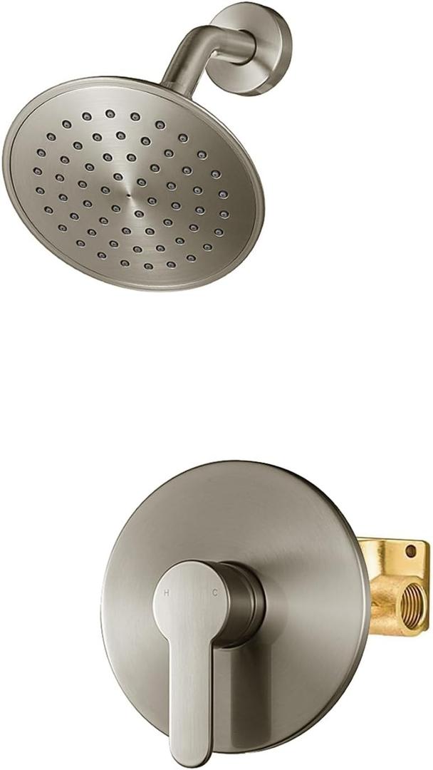WRISIN Shower Faucet Set Brushed Nickel, Shower Valve Kit with 6 Inch Showerhead