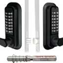 JOUNJIP Double-Sided Keyless Entry Door Lock - Bump Key Proof Mechanical Door Lock with Lever Handle - [Square Spindle] Easier Install - (Matte Black) - Outdoor Gate Lock with Keypad and Passage Mode