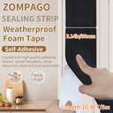 ZOMPAGO Foam Tape 3.2in x16.4FT Weather Stripping Black Self Adhesive EVA Foam Seal Strip for Door Window Insulation Gap Blocker Soundproofing