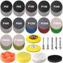 131 Pieces 3 Inch Sanding Discs, GOH DODD Headlight Restoration Kit Hook and Loop Sanding Pads 60 to 10000 Grit Wet Dry Sandpaper with 1/8" 1/4 Shank, Backer, Polishing Pads and Interface Pad
