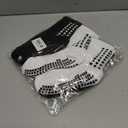 Duufin 6 Pairs Kids Grip Soccer Socks Black White Cushioned Non Slip Grippy Sports Athletic Grip Socks for Kids Boys Girls 8-10 Years Old