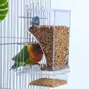 Hamiledyi No Mess Bird Cage Feeder Automatic Parrot Seed Feeders with Perch Acrylic Transparent Seed Food Container Cage Accessories for Small and Medium Parakeets Lovebirds