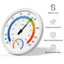 Indoor Outdoor Thermo-Hygrometer, 10 Inch Battery-Free, Dual Dial Large Numbers Analog Wall Thermometer Hygrometer, Classic Temperature Humidity Monitor for Patio, Nursery, Storage (White)