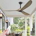 Haipeel 52 Inch Ceiling Fans Without Lights, Wood Ceiling Fan no Light with Remote Control and DC Motor, Indoor Outdoor Ceiling Fan for Patios Farmhouse Propeller Ceiling Fans 3 Blades, Bronze Gray