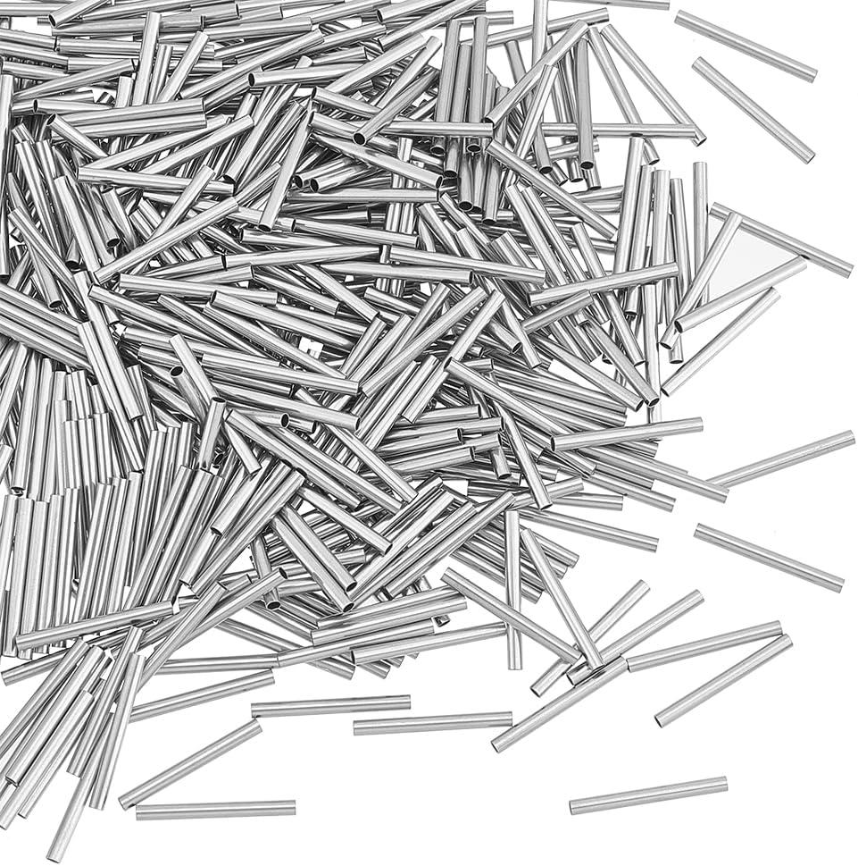 PH PandaHall 500pcs 15mm Long Stainless Steel Tube Beads Straight Tube Charms Metal Smooth Finding Beads for Jewelry Crafts Making Findings