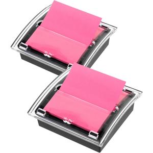 Mr. Pen- Pop Up Note Dispenser, 3" x 3", 2 Pack, Black Base, Clear Top, Sticky Note Dispenser, Sticky Note Holder for Desk