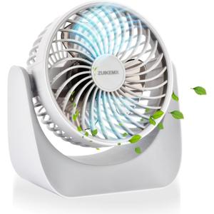 Desk Fan with Strong Airflow, 6.8 Inch Quiet Small Portable Table Fan, Brushless motor, 3 Speed Settings, 360 Adjustable Tilt Head, Rechargeable, Battery Powered Fan for Home or Office, Travel
