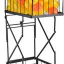 Multi Functional Pickleball & Tennis Ball Hopper with Wheels, 2-Tier Foldable Sports Balls Cart, Lightweight Softball Caddy, Large Capacity Baseball Basket Carrier for Training Teaching