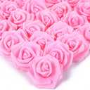 IPOPU 100 Pcs Artificial Rose Flower Heads Real Looking Baby Pink Fake Roses Flowers Foam Blush Roses for DIY Wedding Centerpieces Party Baby Shower Banquet Home Decorations (Pink, Stemless)