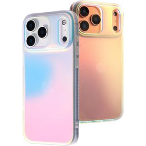 Iridescent Holographic Phone case for iPhone 17 Pro, [10FT Drop Protection] Translucent Matte Hard PC Back with Soft Silicone Edge Slim Protective for iPhone 17 Pro