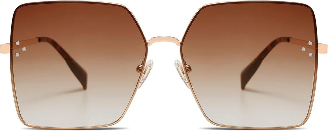 SOJOS Trendy Square Sunglasses Womens Big Oversized Designer Style UV Protection Sunnies Shades Lunettes de Soleil SJ1170 (Brown)