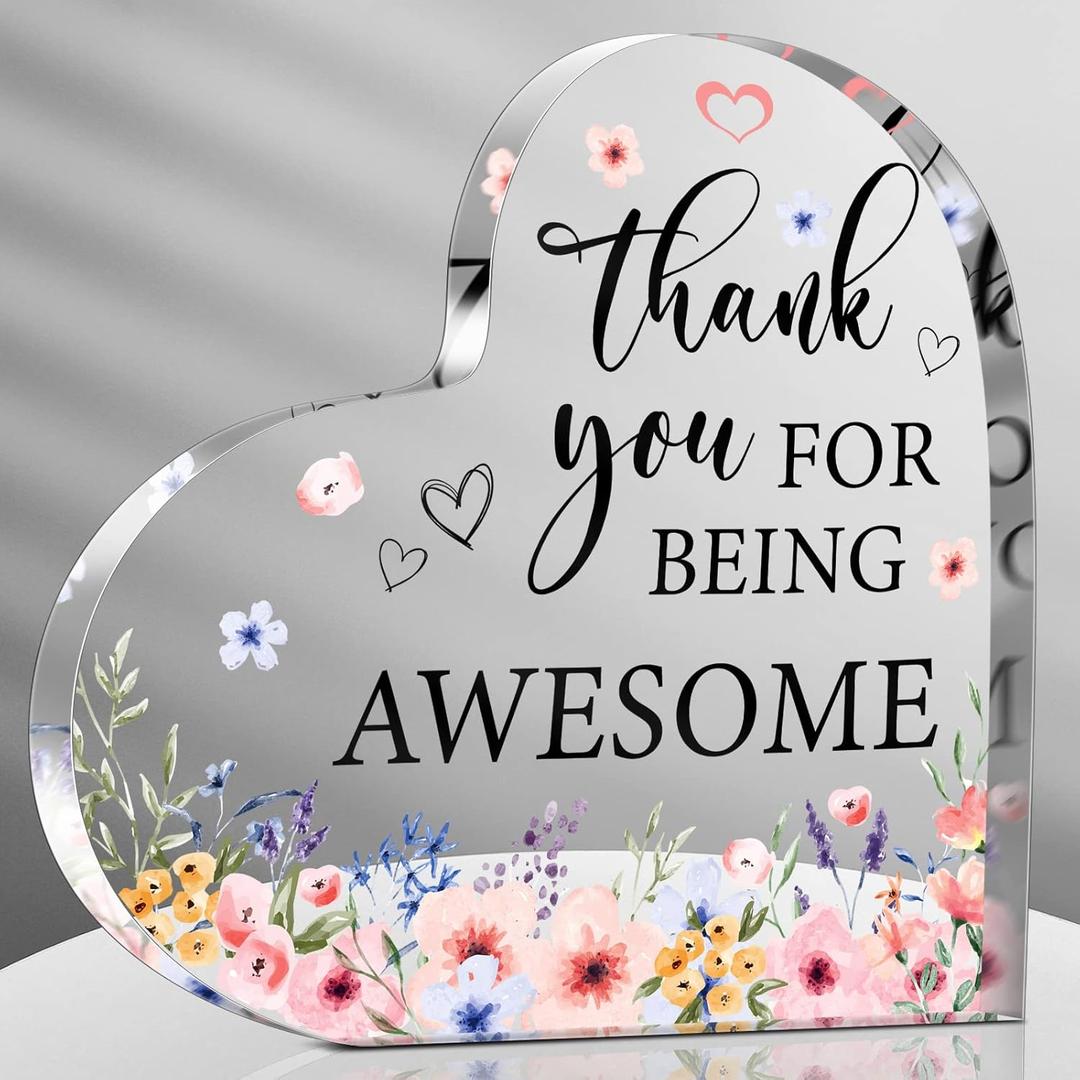 Yinder Thank You Gifts for Women Appreciation Gifts for Coworker Employee Nurse Teacher Leader Boss Inspirational Quotes Acrylic Desk Decor for Home Office Farewell Retirement