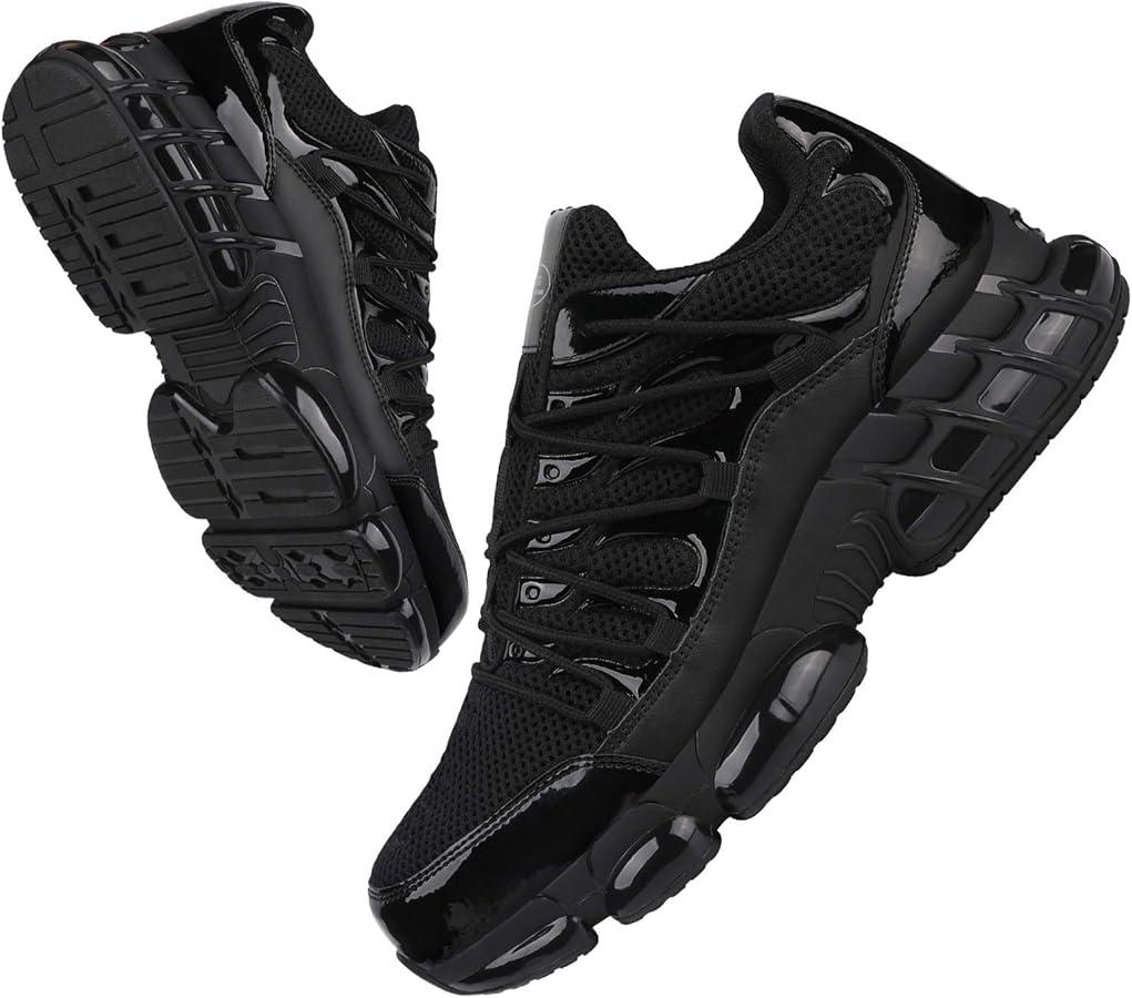 LIANGGO Steel Toe Shoes for Men Women Composite Toe Safety Work Non Slip Industrial Air Cushion Tennis Sneakers Black, Size 6 Women/4.5 Men