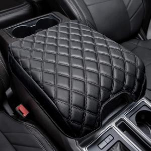 Center Console Cover Armrest Lid Cover Compatible with Ford F150 F250 F350 F450 Expedition, Arm Rest Cover Pad Leather Middle Console Lid Only for Bucket Seat Console (15-20 F150 Bucket SEAT)