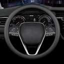 LKWLIKEI Nappa Premium Leather car Steering Wheel Cover, Non-Slip, Breathable, Universal 15 inches, Black.