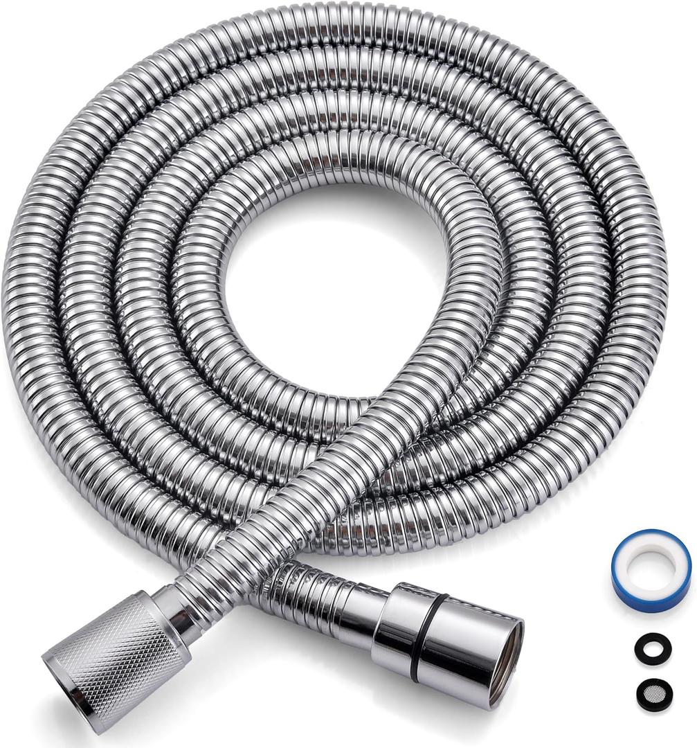 G-Promise 70 Inch Stainless Steel Long Shower Hose, Flexible and Tangle-Free, for Shower and Pet Shower, Clean Bathroom Corners(Chrome)