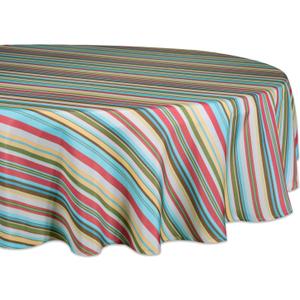 DII Summer Stripe Outdoor Tabletop Collection, Multi-use, Machine Washable, Tablecloth, 60" Round, Sunset
