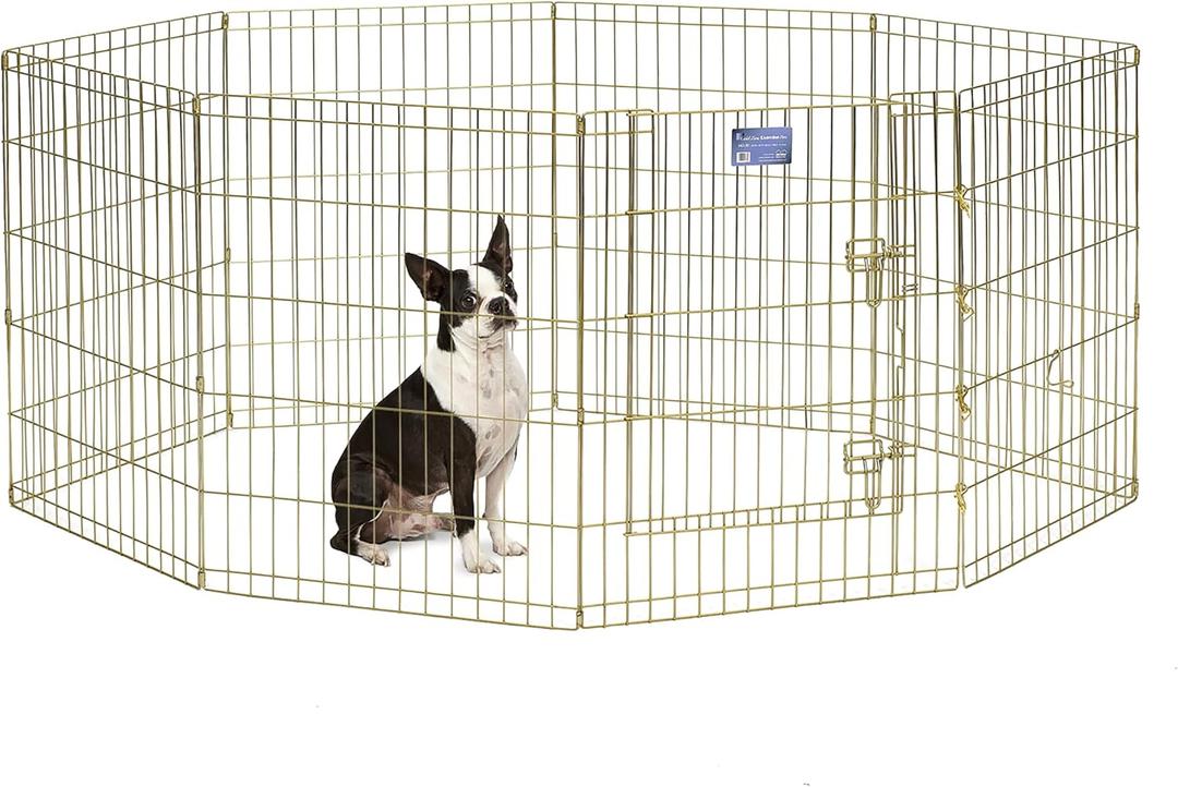 MidWest Homes for Pets 30-Inch Exercise Pen, for Indoor and Outdoor Use, 16 Sq Feet of Play, Single Door Folding Dog Pen, with Large Door Opening & Secure Latch, Easy to Set Up, Foldable Dog Playpen
