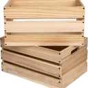 20" L Oversize Wooden Crates For Storage, Wood Milk Crates Of Farmhouse Log Color ,Suitable for DIY,Vinyl Record Storage Crates,Extra Large Size Rustic Decration Wood Storage Crates .