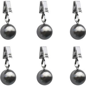 6 Pack Heavy Tablecloth Weights, Stainless Steel Balls with Rust-Resistant Clip, Weights for Curtains, Flags