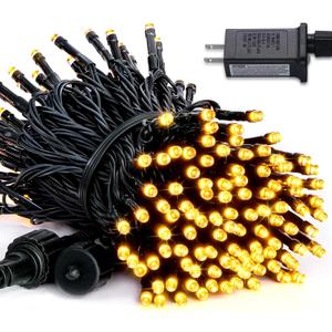 66ft 200 LED Warm White Twinkle Lights for Christmas Tree, Connectable Warm Christmas Tree Lights Indoor Plug in, 8 Modes Outdoor Christmas Lights for Trees Outside Patio Fence Decor