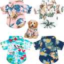Weewooday 4 Pieces Pet Summer T-Shirts Hawaii Style Floral Pet Dog Shirt Breathable Cool Clothes Beach Seaside Puppy Sweatshirt for Small Puppy (Floral Style, Medium)