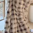 Luxury 1000GSM Throw Blanket, 60x80 Inches, Ultra Soft Double-Sided 3D Bubble Textured Faux Rabbit Fur, Frosted Brown & White, Reversible High-Density Plush Warm Blanket for Sofa & Bed