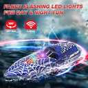 Mini Remote Control Boat RC Boat 2.4Ghz 360 Rotating LED Lights bulit-in Rechargeable Battery Swimming Pool BathtubToys Remote Control Boats for Kids 8-12 Years Birthday Gift Spider