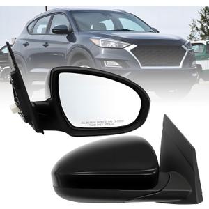 Right Passenger Side Mirror Assembly Compatible with Tucson 2019 2020 2021 with Manual Folding and Power Glass Black HY1321288 (3Pins) (Right)
